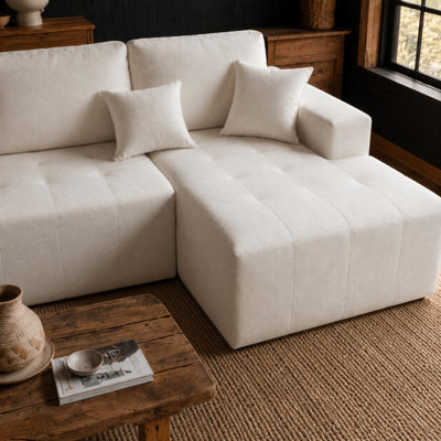 Canapé-lit d'angle en forme de L avec méridienne, canapé modulable 7 places avec assise profonde, coussins en mousse haute densité, canapé compressif recouvert de similicuir, aucun assemblage requis pour le salon