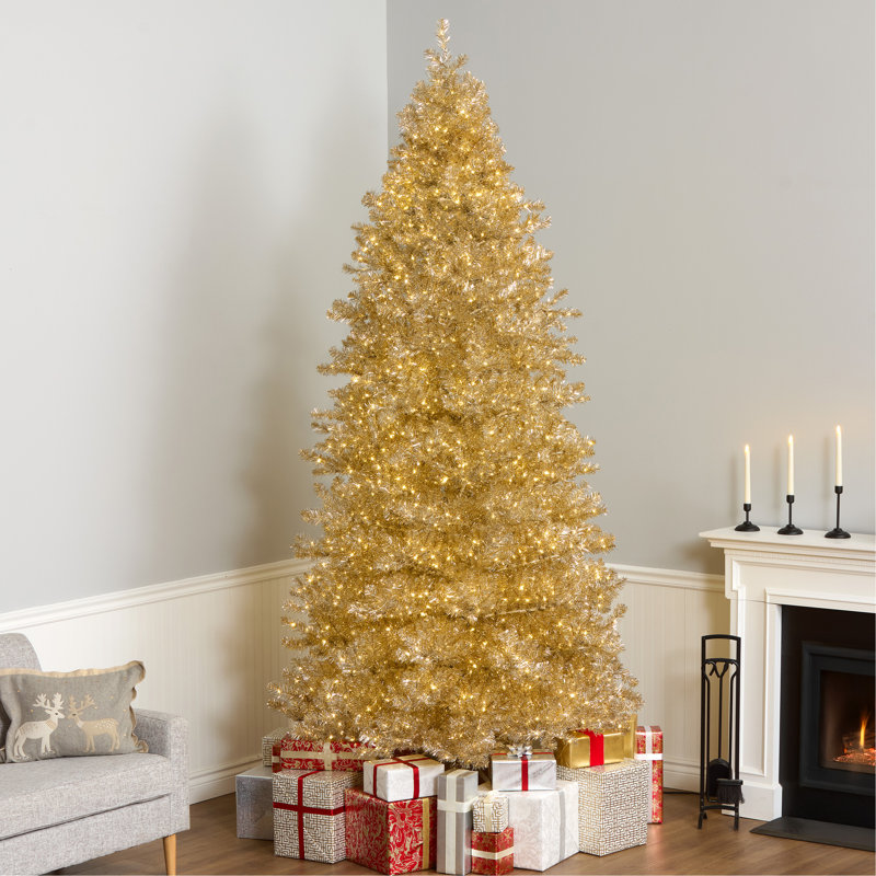 Arbre de Noël platine métallique pré-éclairé, 10 pi