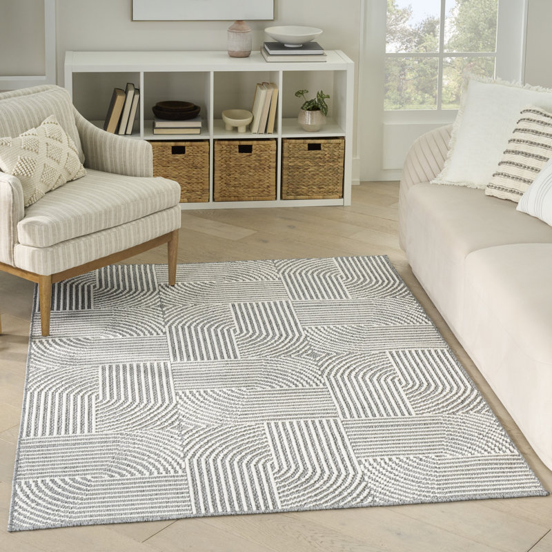 Coedy Charcoal Ivory Modern Indoor Rug, Rectangle 3'11" x 5'11"