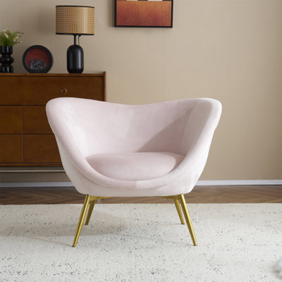 Chaise d'appoint moderne pour le salon, chaise longue pour la chambre à coucher avec pieds en métal doré, fauteuil de coiffeuse pour salle de maquillage, velours, rose
