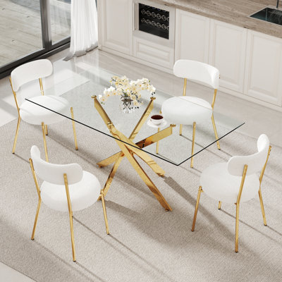 Rectangle Glass Pedestal Dining Set by Mercer41