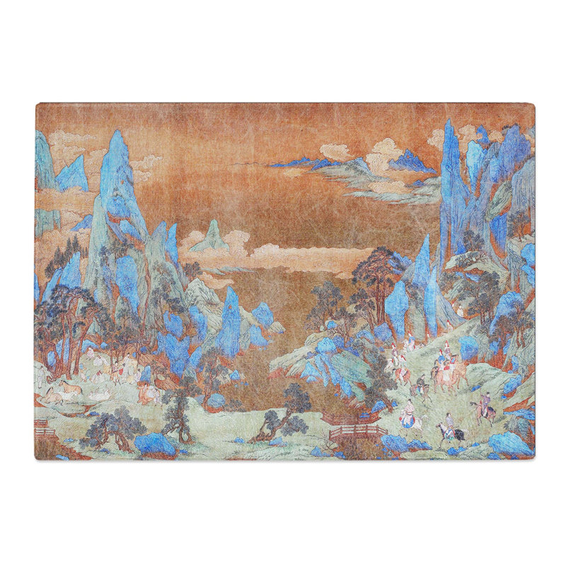 Tempered Glass Silk Road Travellers by Qiu Ying Chopping Board, 28.5 cm x 20 cm