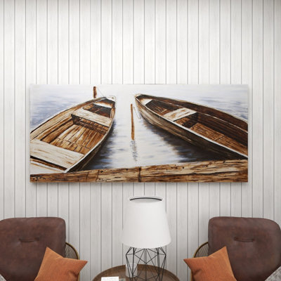Toile, voilier, bateau, art mural brun