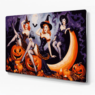 Halloween d'Halloween des années 1950 pin-up d'Halloween filles, art mural en métal brun