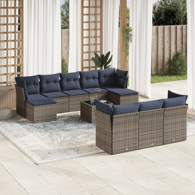 Ensemble de canapé de patio avec coussins en rotin de polyester