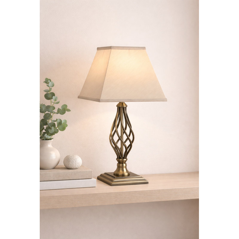 Bratton 49Cm Twist Square Table Lamp, Antique Brass