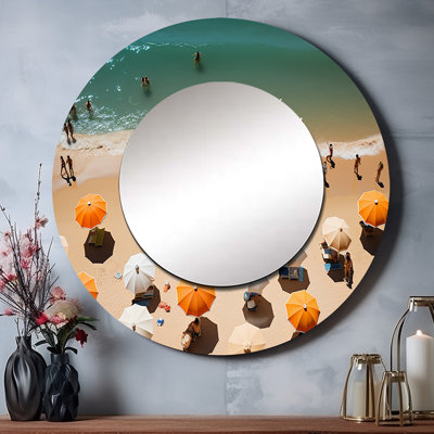 Parasol de plage vue aérienne III - miroir mural unique plage sable