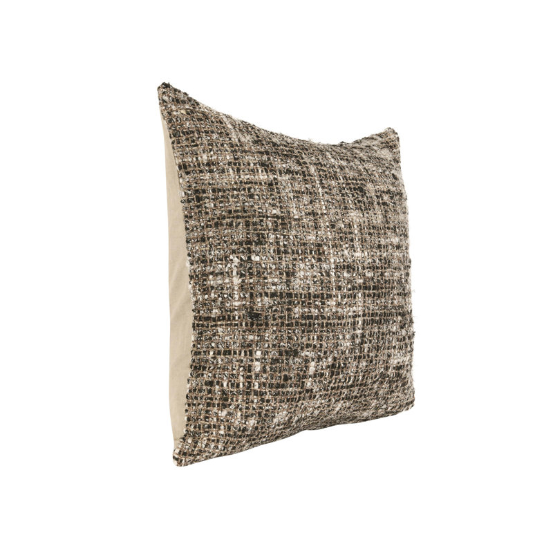 Porter 24" Woven Cotton Blend Throw Pillow , Black