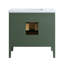Ensemble de meuble-lavabo autoportant vert 36 po entièrement assemblé avec structure en bois massif et plateau en marbre d'ingénierie