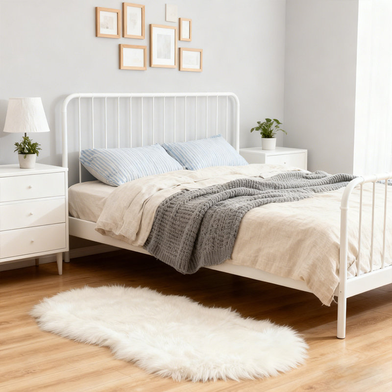 Plush Faux Sheepskin White Rug, Novelty 2' x 4'