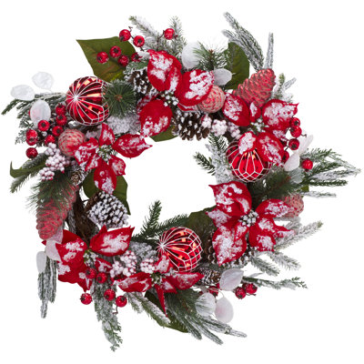 Faux 28 Inch Snowy Wreath