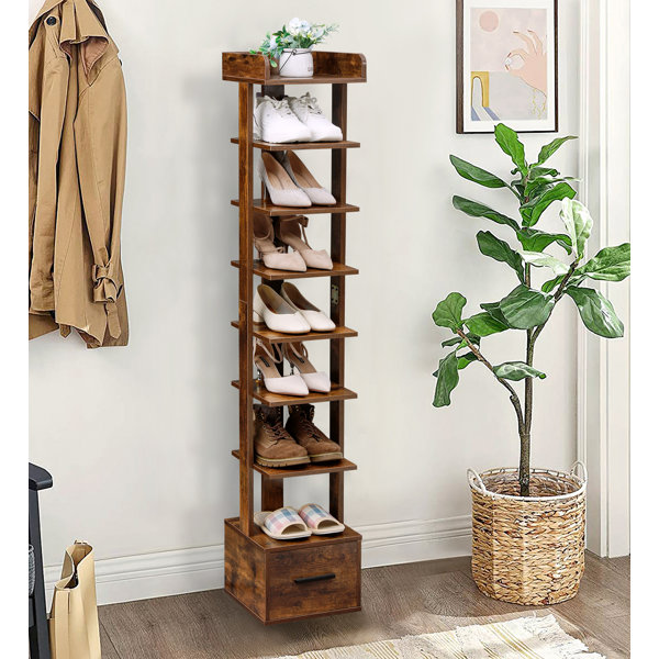 Vertical Shoe Rack, 8 Tier Shoe Storage Organizer with Hooks