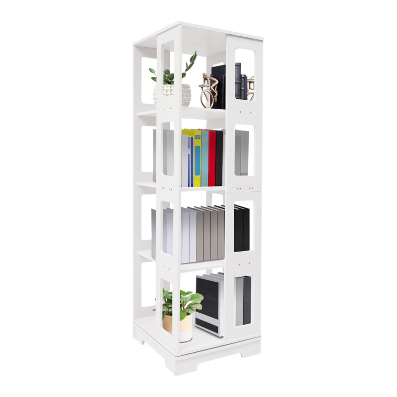 4-Tier Rotating Bookshelf, Floor Standing Rotating Bookcase