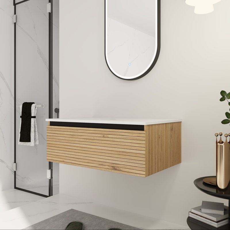 Meuble-lavabo mural de 30 po avec tiroir à fermeture en douceur (évier exclu) | Idée de cadeau