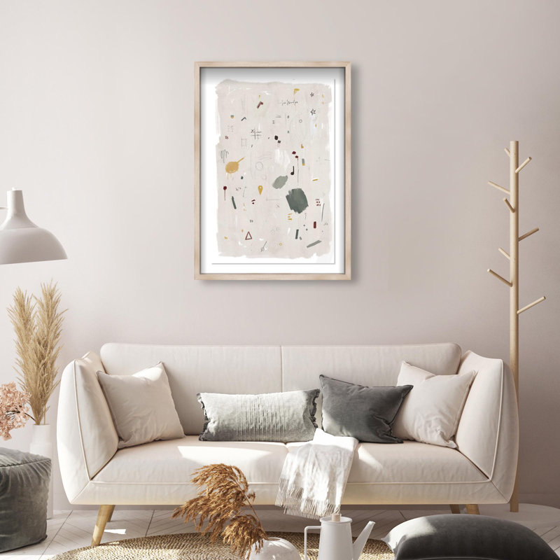 Oliver Gal Pieces of Me Abstract - Luxury Shadowbox Framed Wall Art, 47" H x 32" W, Cream