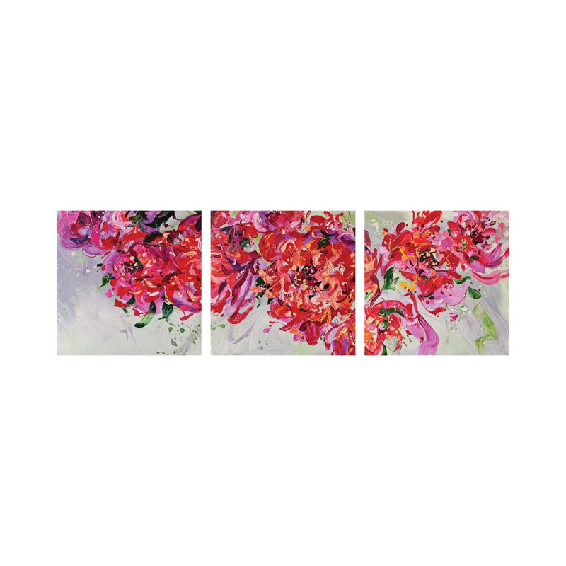 Floral triptyque - ensemble d'art mural sur toile tendue (ensemble de 3)