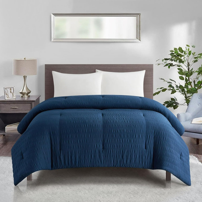 Stylehouse Ultra Soft Crinkle Comforter, Navy, King Comforter