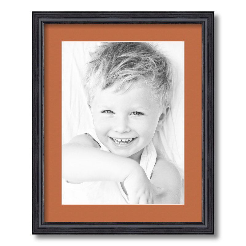 Wood Matte Picture Frame with Mat, Red Orange