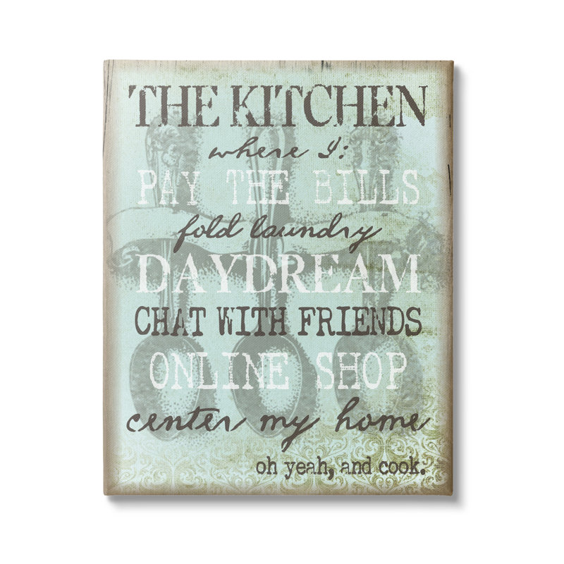 Humour Kitchen List Sign Vintage Weathered Style par Graffitee Studios - impression sur toile tendue