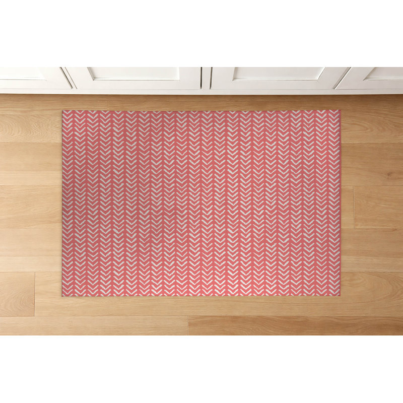Tribe Way Low Profile Kitchen Mat, Dusty Rose, Rectangle 5' x 7'
