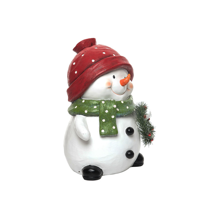  Décoration de Noël en résine et bonhomme de neige multicolore en résine 14,5 po