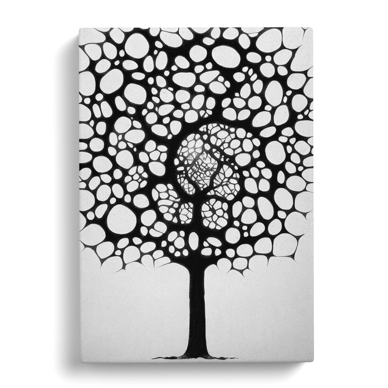 Monochrome Tree Art No.1 - Wrapped Canvas, 60cm H x 40cm W x 3cm D