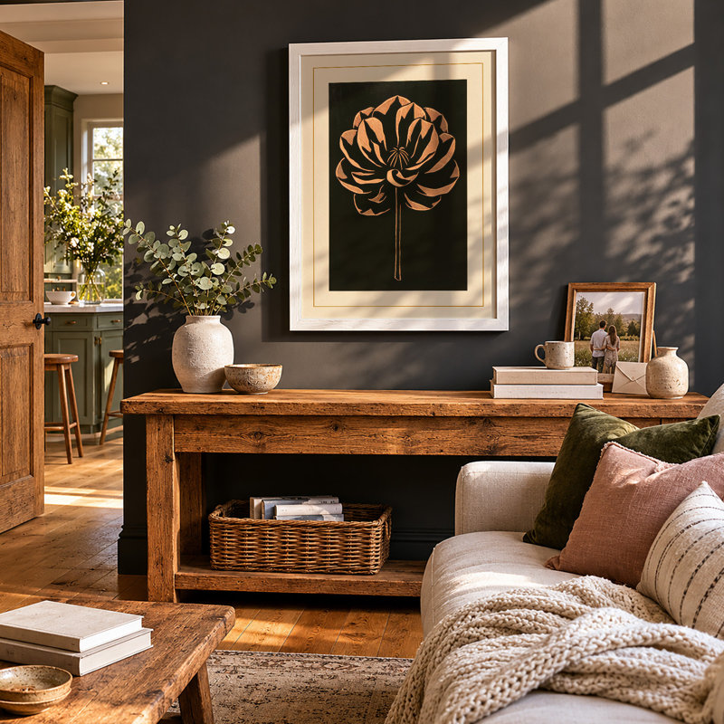 Gilded Lotus Botanical - Framed Print, A4 - 29.7 x 21.0 cm, White
