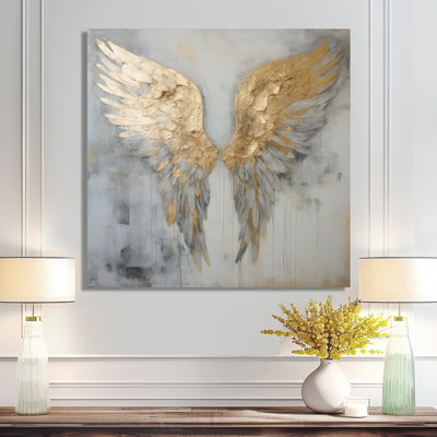 Angelic Radiance Golden Angel Wings III - Wings Angel Wall Art