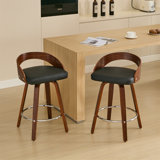 2 Pieces Bar Stools, Swivel Bar Stools With Low Back