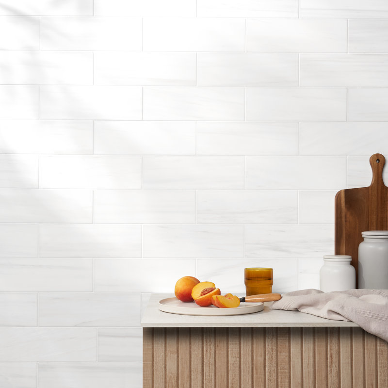 Bianco Dolomite 4 In. X 12 In. Honed Marble Floor And Wall Tile (6.56 Sq. Ft. / Case)