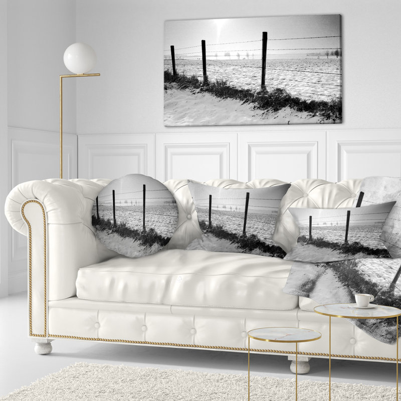 Paysage de plage dans la neige avec coussin de clôture, Rectangulaire, 12 po x 20 po