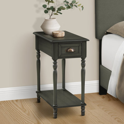 Table d'appoint, table d'appoint à 2 niveaux, table de bout, étroite, table de chevet, chambre à coucher, lampe, tiroir de rangement
