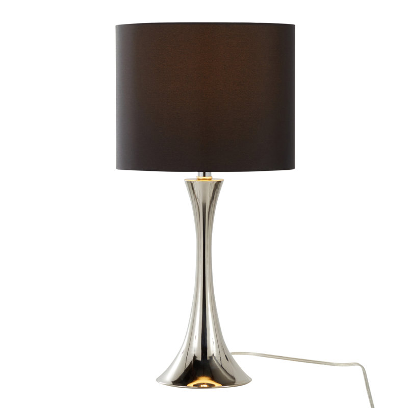Contemporary Accent Table Lamp, Chrome, Black