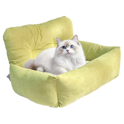 Petit siège d'auto pour chiots et chatons - transporteur de voyage portable avec ceinture de sécurité et boucle, lit doux et confortable pour les petits chiens, deux tailles, options multicolores, s'adapte aux sièges avant / arrière de voiture et d'intérieur
