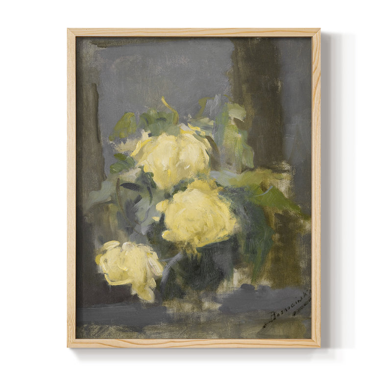 Impression florale vintage avec encadrement CCXLV - bois massif, Naturel, H 21 po x l 17 po