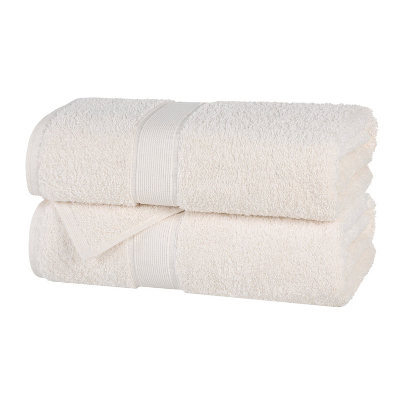 Ensemble de serviettes en coton biologique Lyndon, Ivoire ivoire, Ensemble de 2 draps de bain