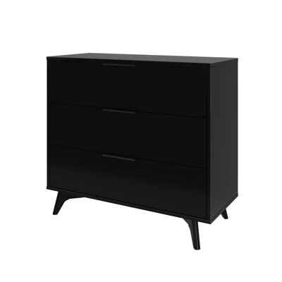 3 Drawer 37" W Solid Wood Dresser with Metal Pulls