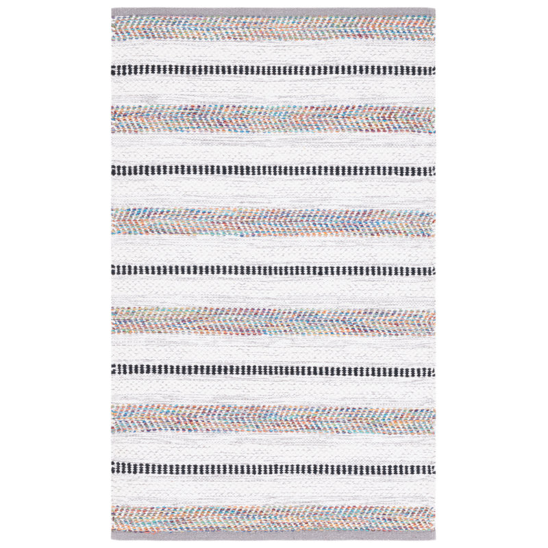 Tapis rayé en coton Borghi Montauk, Rectangle 2 pi x 3 pi