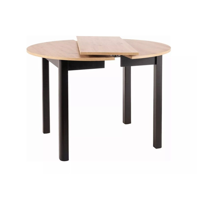 Kriszara Extendable Round Solid Wood Top Metal Base Dining Table