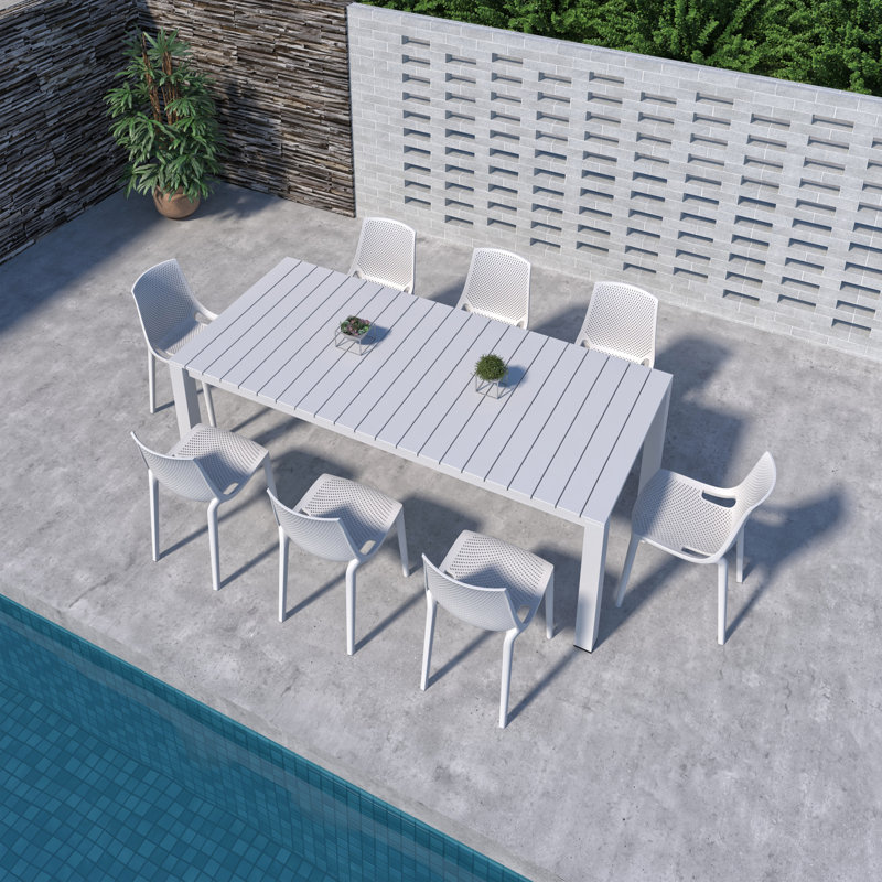 Amazonia Pether Outdoor Patio Aluminum And Resin Dining Set, 8