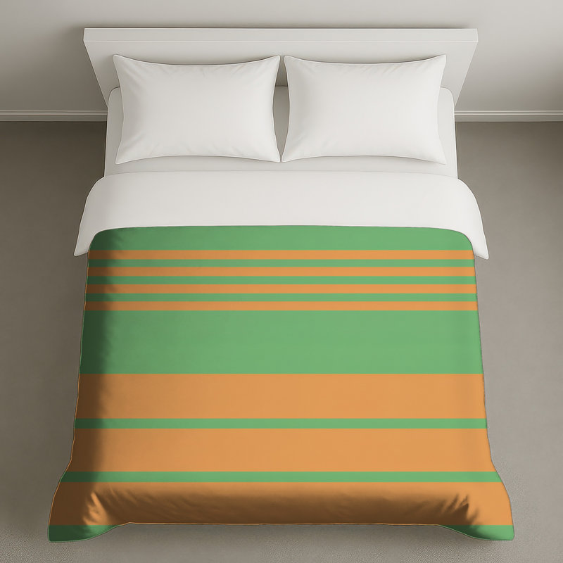 Housses de couette à rayures vertes et orange, Twin