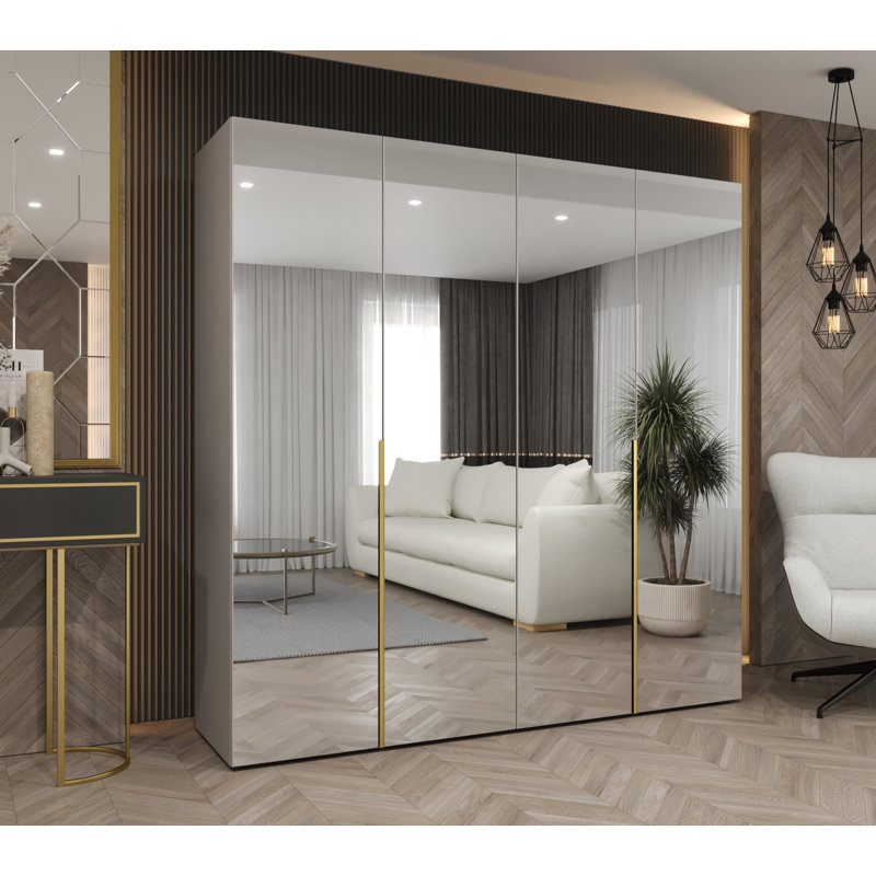 Manufactured Wood Wardrobe, cashmere + handles: gold