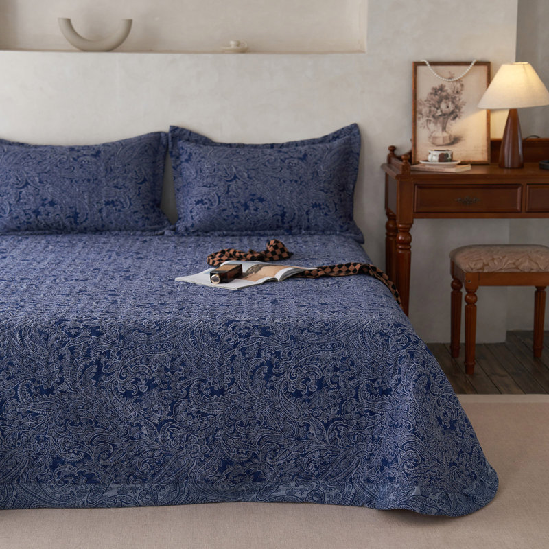 Ensemble de courtepointe à motif cachemire en coton 3 pièces Vintage, Courtepointe pour très grand lit + 2 tailles déc