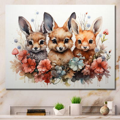 «Dry Watercolor Whimsical Animals» sur impression sur toile