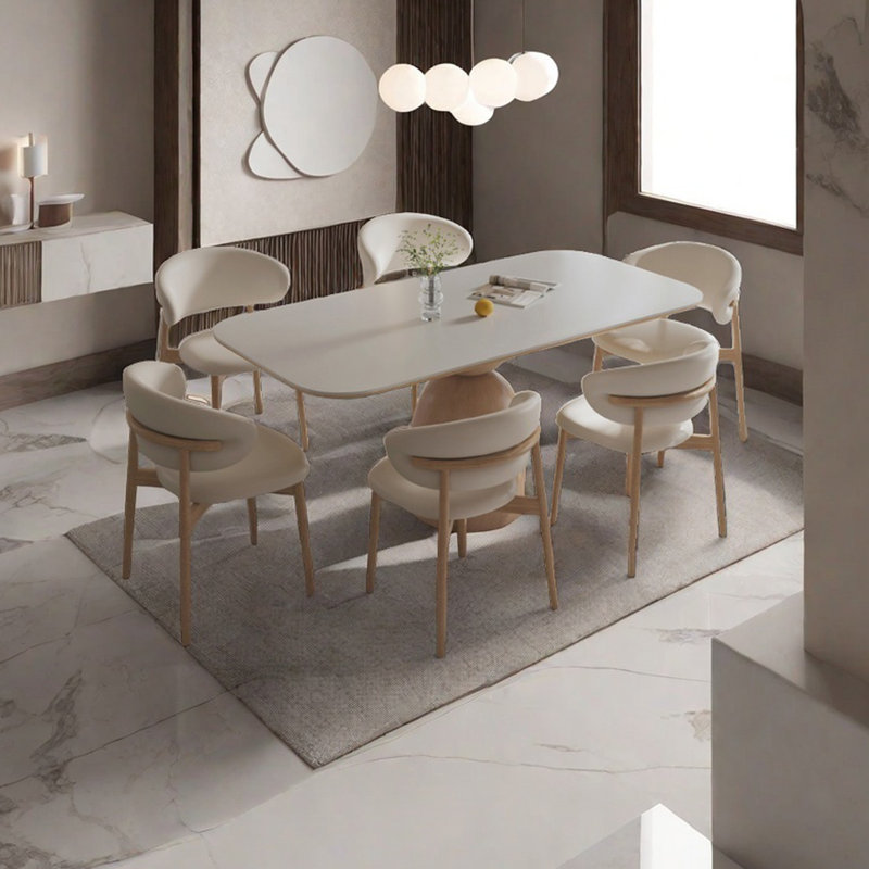 Table de salle à manger en ardoise de style crème, H 29,52 po x L 55,11 po x l 31,49 po