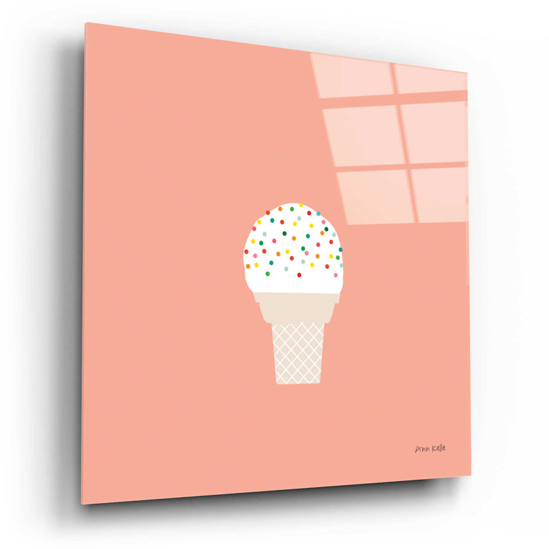 Ebern Designs «Ice Cream Cone I» par Ann Kelle Designs, art mural en verre acrylique, H 12 po x l 12 po x P 0,13 po