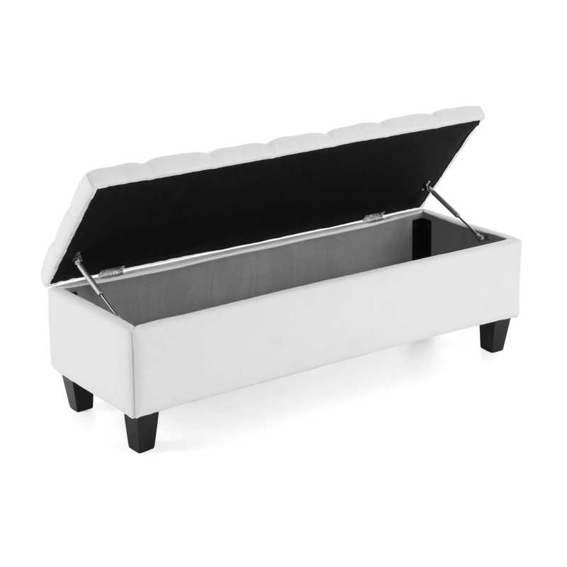Banc de rangement en tissu Amalfi, Polyester bleu foncé, 17" H x 51" W x 17.5" D