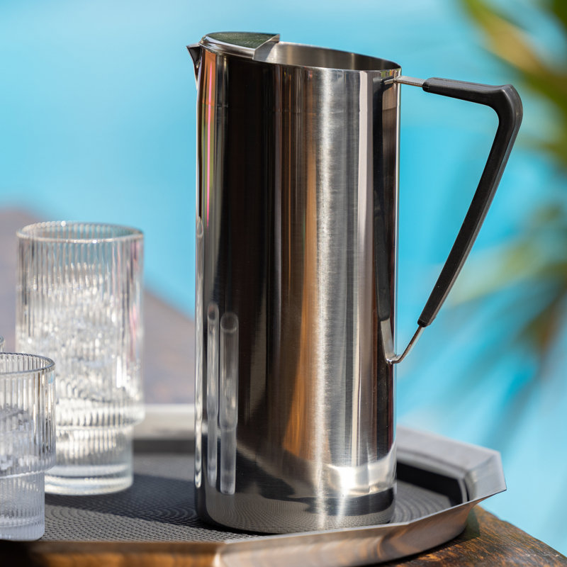 Slim Stainless Steel Double Wall Pitcher with Ice Guard