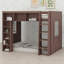 Wooden Loft Bed With Storage Shelves-376085801
