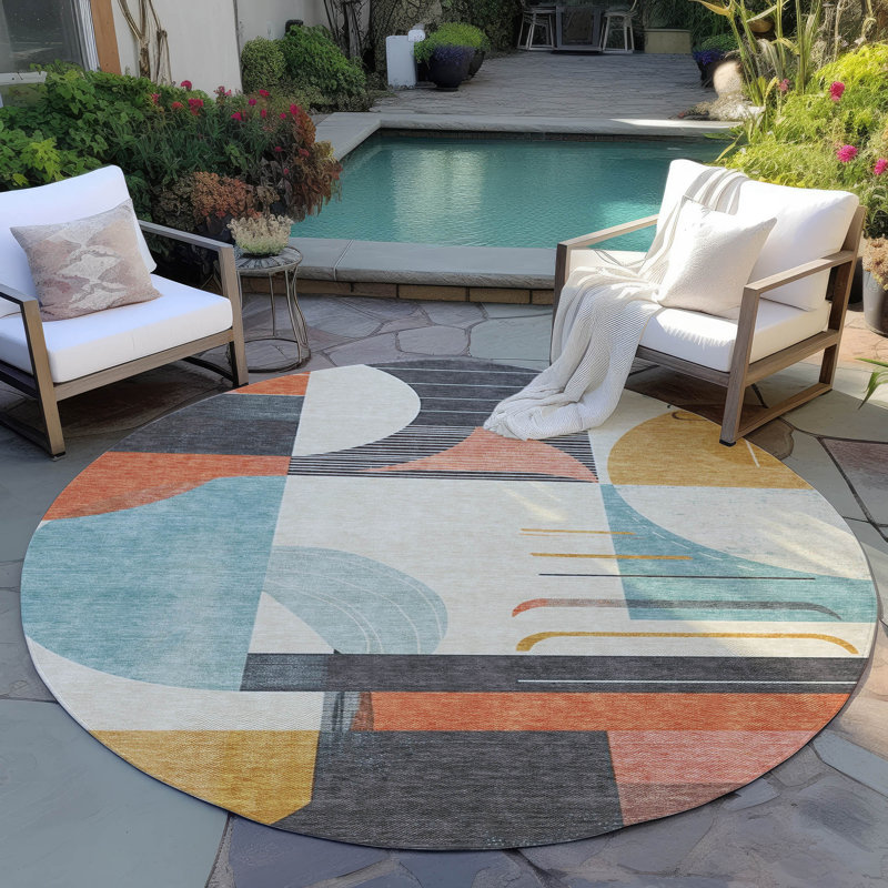 Tapis intérieur / extérieur gris Daeira, 8 pi x 8 pi